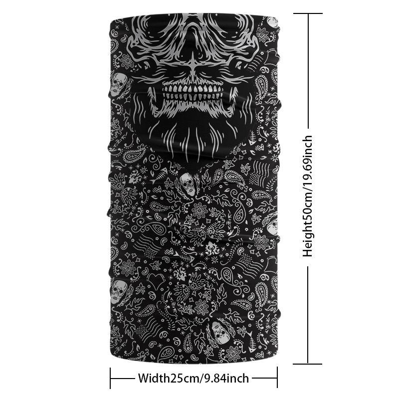 Skull Print Sports Seamless Tube Bandana, 1 Count Breathable Wind-resistant Neck Gaiter, Comfortable Face Scarf, Sporty Face Cover for Men & Women, Sports & Outdoor Accessories, Gym Accessories