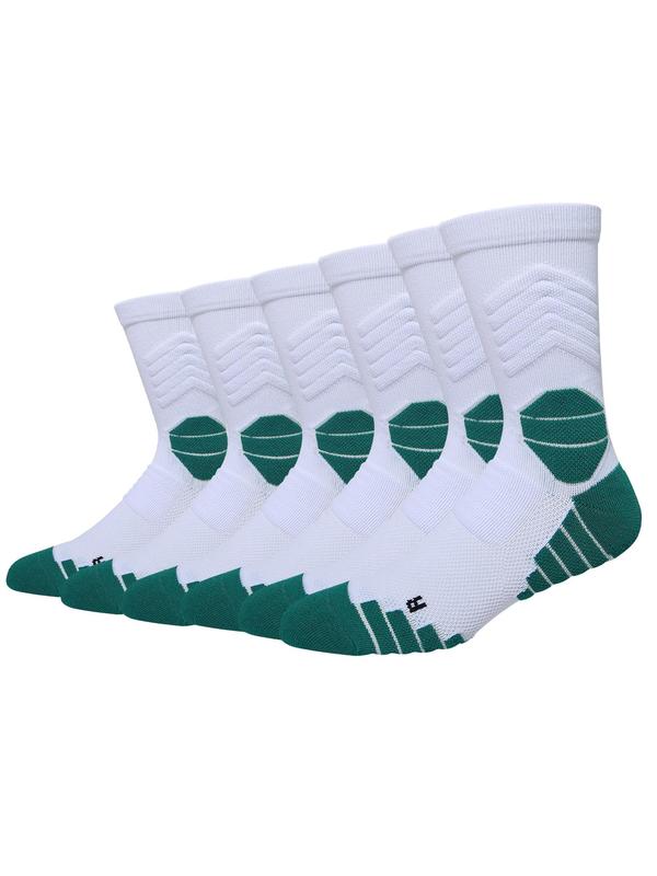 Unisex's Plain Athletic Socks, Cushioning Performance Crew Socks, Breathable Comfortable Sports Socks for All Seasons