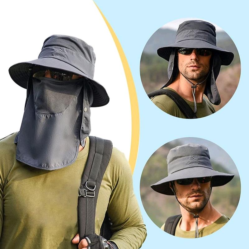 Outdoor UV Sun Protection Wide Brim Hat with Face Cover & Neck Flap Water-Resistant Unisex Quick Dry Breathable Water-Resistant Comfortable Quick Dry