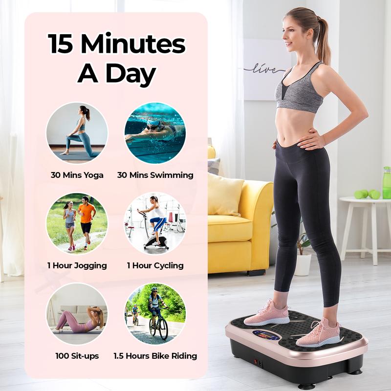 Pirecart 3D Vibration Plate Exercise Machine Full Body Workout Home Platform with Remote Control, Acupressure Nodes, 2 Resistance Bands