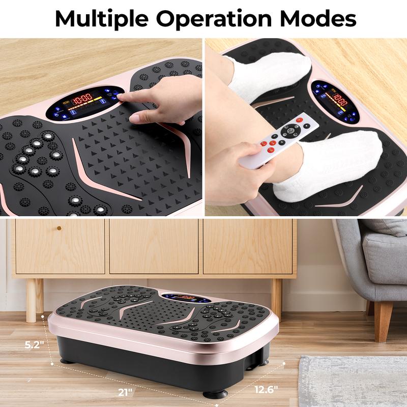 Pirecart 3D Vibration Plate Exercise Machine Full Body Workout Home Platform with Remote Control, Acupressure Nodes, 2 Resistance Bands