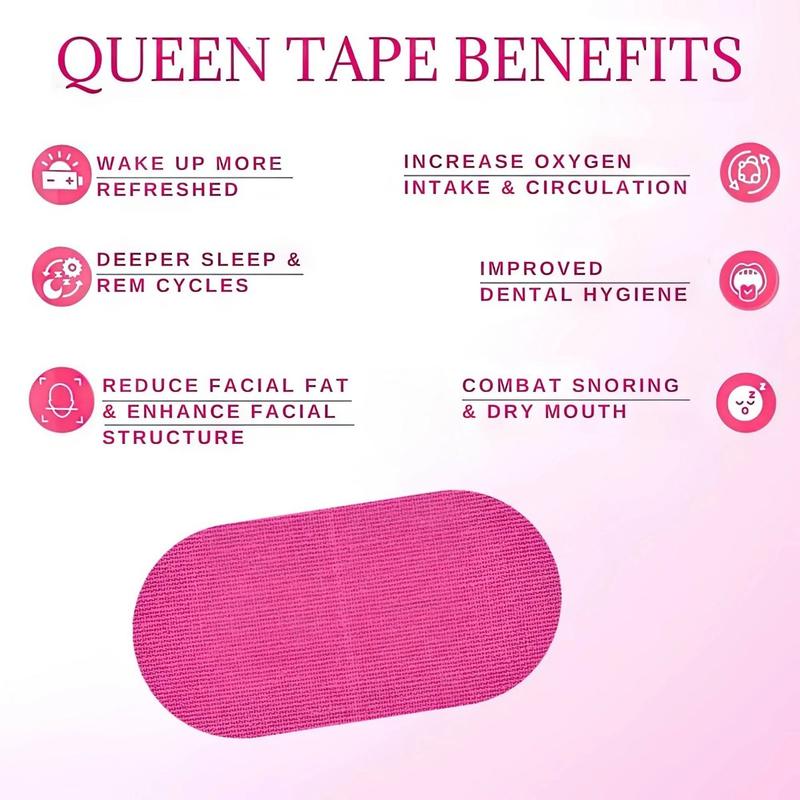 Queen's Mouth Tape, One Month Supply for Sleep, Mouth Tape, Pink, Mild, Adhesion, 30 Strips, Sports Accessories,