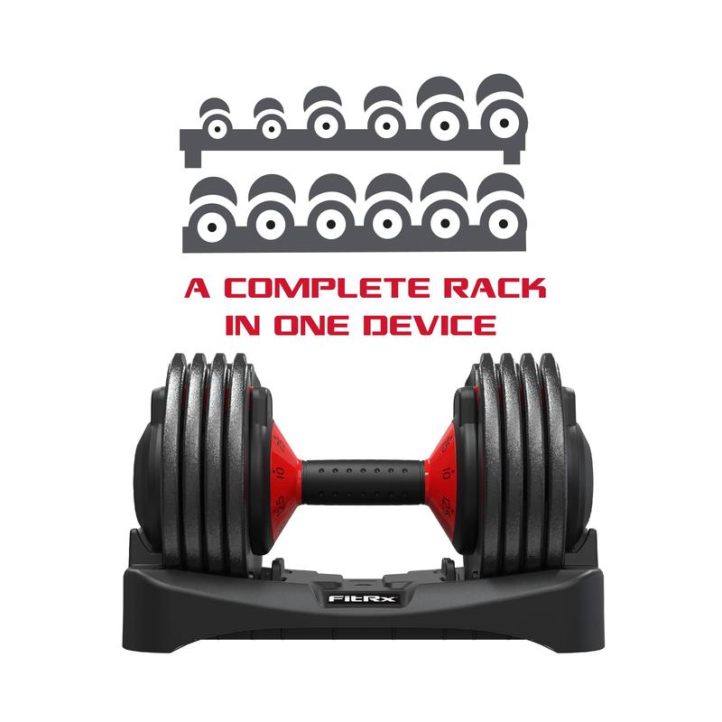 SmartBell 2-Pack, Two 25lbs. Quick-Select 9 in 1 Adjustable Dumbbell for Home Gym, 5-25lbs. Weight in 2.5lbs Increments