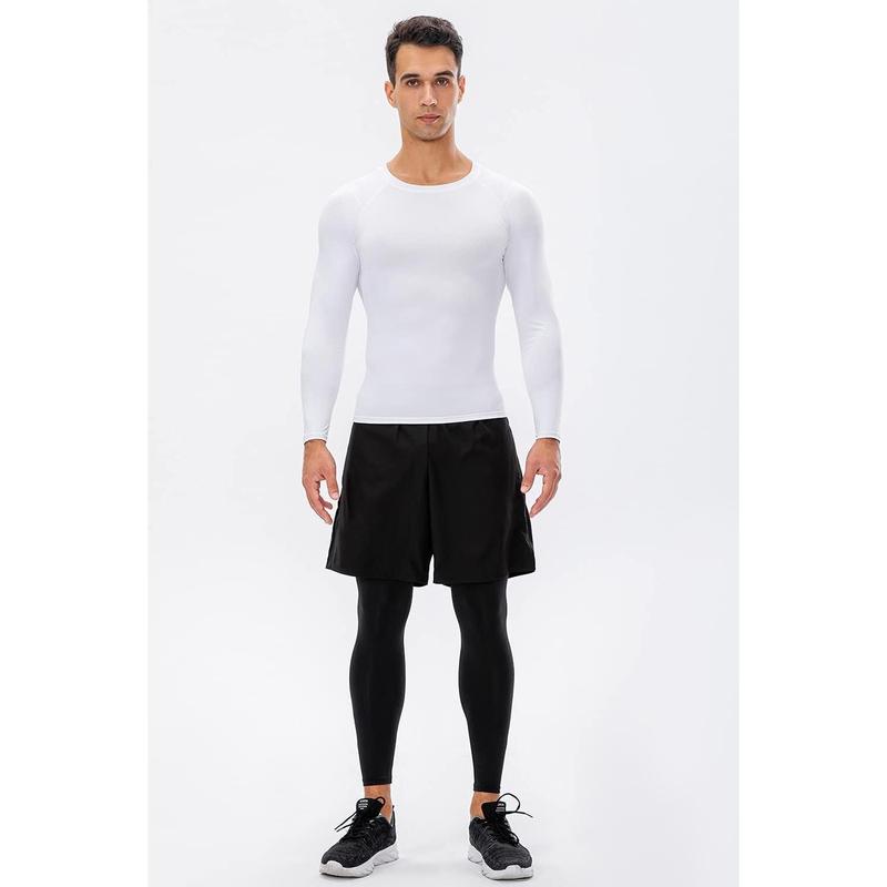 Men's Compression Shirt Long Sleeve Athletic Workout T-Shirts Top Active Sport Baselayer Undershirt Gear Shirt Dry Fit