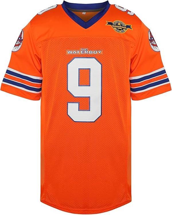 Phoneutrix Bobby Boucher #9 The Waterboy Adam Sandler Movie Mud Dogs Bourbon Bowl Football Jersey - Men's Sports Apparel