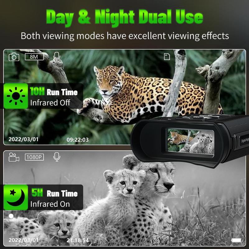 FHD Digital Infrared Night Vision Binocular, 10x Optical Zoom Night Vision Goggles, IR Adjustable Night Vision Binoculars with 3inch Screen & 32GB TF Card, Christmas Gift, Best Friend Gifts