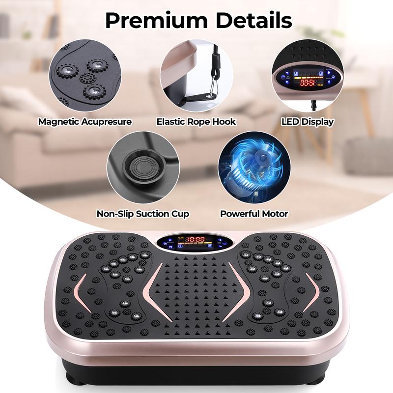 Pirecart 3D Vibration Plate Exercise Machine Full Body Workout Home Platform with Remote Control, Acupressure Nodes, 2 Resistance Bands