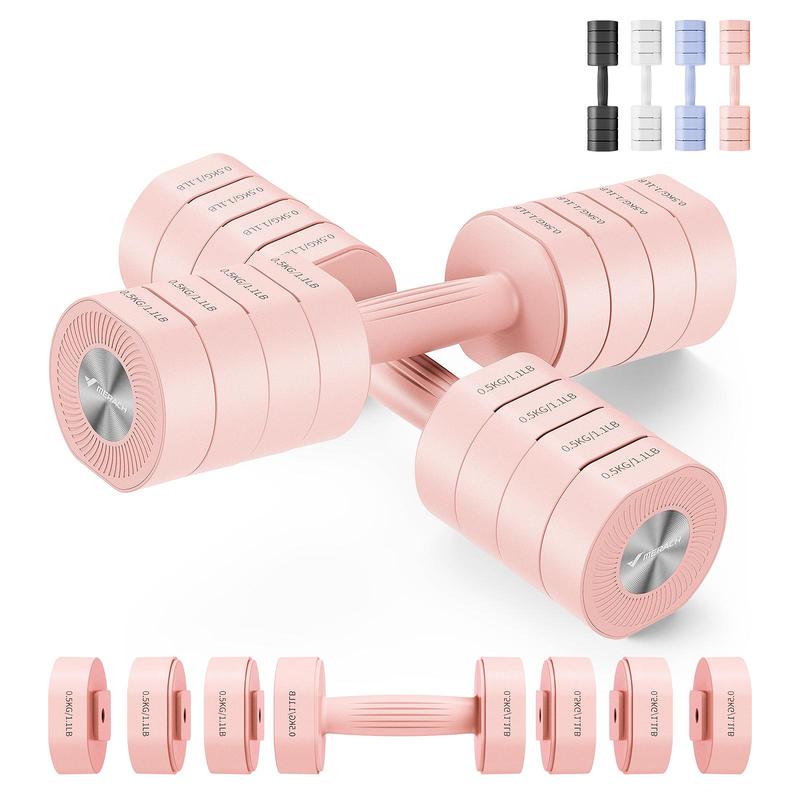 MERACH Adjustable Dumbbell Set, 4 in 1 Free Weights Dumbbells Each 2.2-8.8LBS Hand Weights for Women Soft Rubber Handle for Home Gym Exercise Training