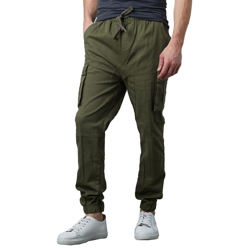 Men's Cargo Pocket Stretch Twill Jogger Pants with Four Pockets