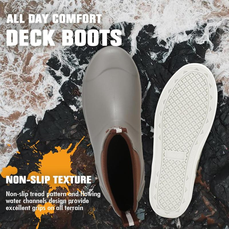 Men’Deck Boots, Deck Shoes Waterproof Boots, Saltwater Fishing Ankle Boots, Non-Slip Rubber Muck Boots for Gardening Boating Camping Sailing Fishing