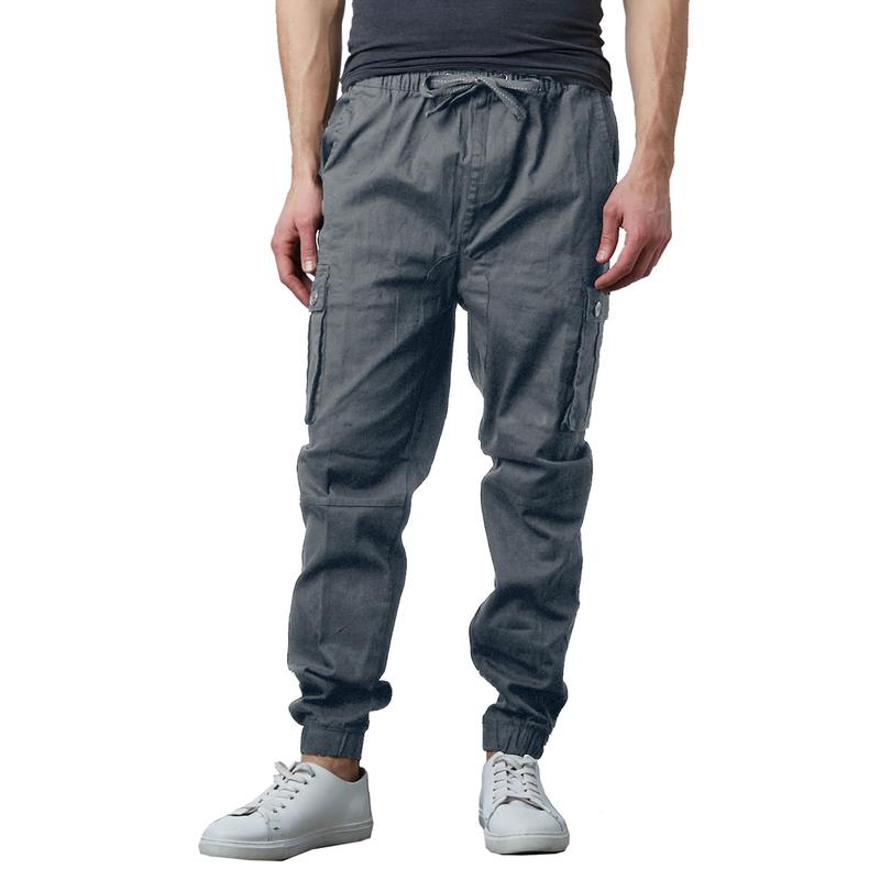 Men's Cargo Pocket Stretch Twill Jogger Pants with Four Pockets