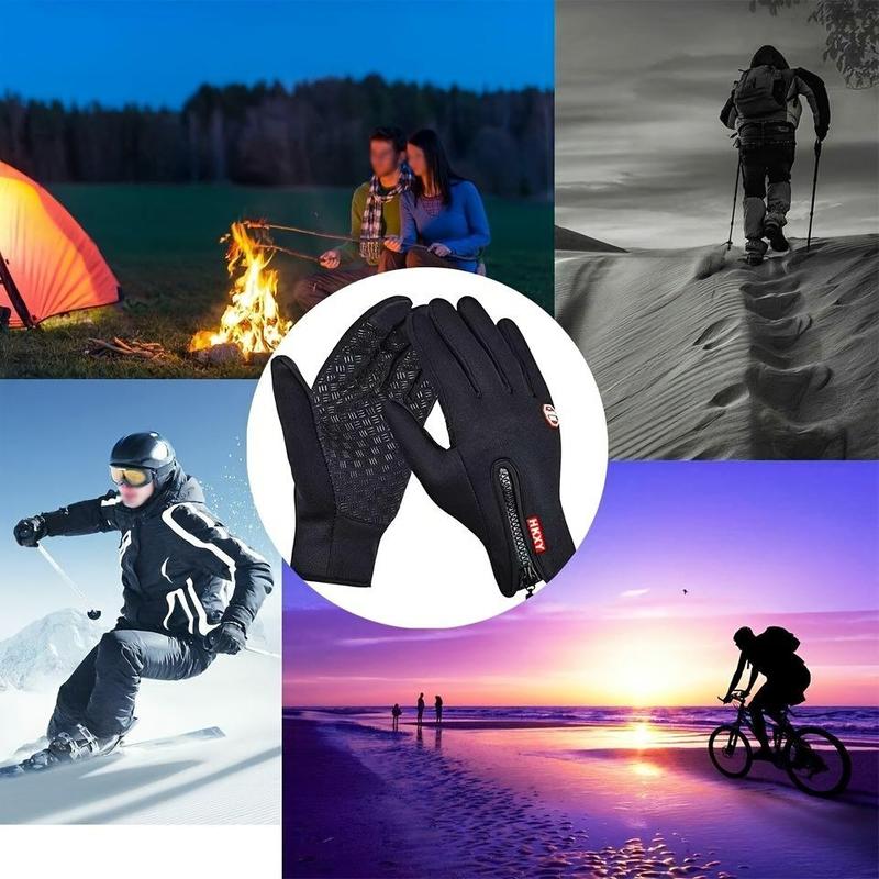 Outdoor Cycling Gloves, 2 Pairs Winter Warm Waterproof Gloves, Windproof & Non-slip Touch Screen Gloves for Outdoor Sports, Fishing, Autumn Travel