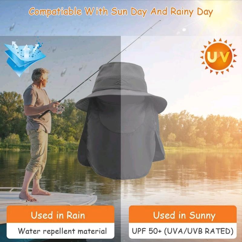 Outdoor UV Sun Protection Wide Brim Hat with Face Cover & Neck Flap Water-Resistant Unisex Quick Dry Breathable Water-Resistant Comfortable Quick Dry