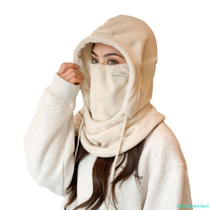 Winter Warm Hooded Scarf Hat Unisex Balaclava Solid Color Elastic Neck Gaiter Coldproof Ski Mask For Women Men Winter Outdoor