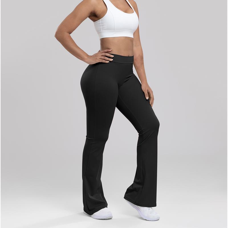 Women Scrunch Flare Leggings V Back Butt Lifting Wide Leg High Waist Gym Workout Yoga Pants yoga