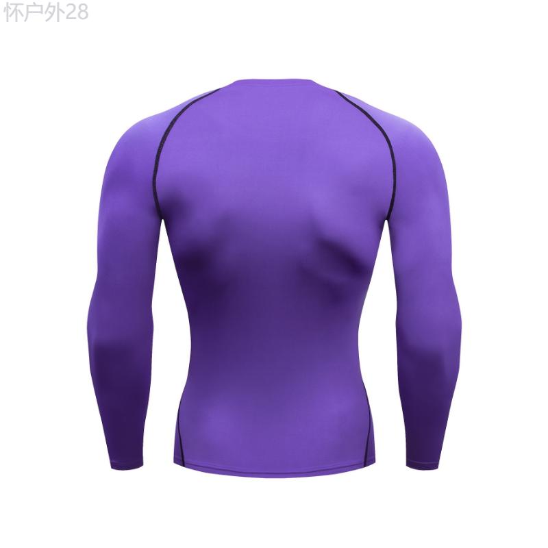 Quick-Dry Purple Compression Shirt for Men - Long Sleeve Athletic Workout Top and Base Layer T-Shirt with Moisture-Wicking Technology