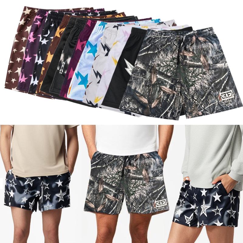 Men's Mesh Shorts Men's Shorts 5 Inch Inseam Shorts Gym Breathable Elastic Workout Realistic Camouflage Athletic Shorts