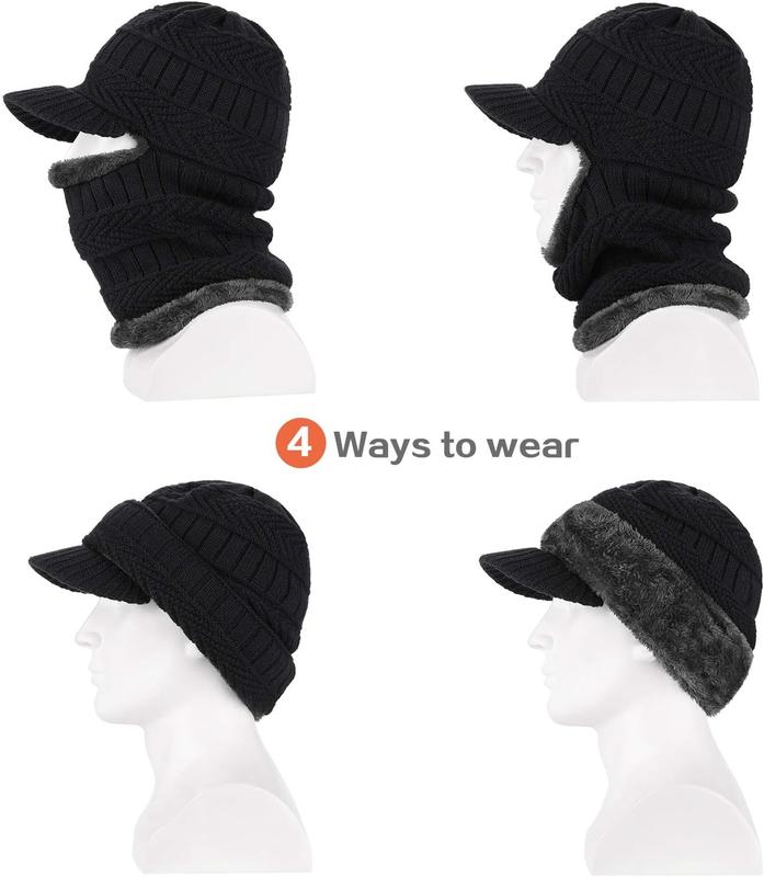 Winter Knitted Balaclava Beanie Hat Warm Cycling Ski Mask, Women Windproof Hood, Balaclavas Heavyweight Thermal Fleece