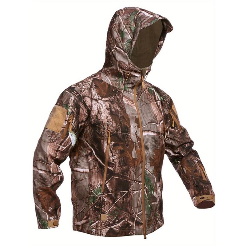 Ultimate Camouflage Two-Piece Suit for Men - Windproof, Waterproof, Fleece-Lined, Hooded, Multi-Pocket, Fall Winter Sports & Outdoors Wear with Maximum Warmth and Protection