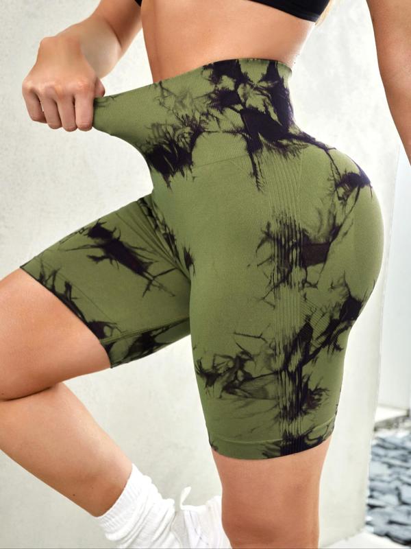 Women's Tie Dye Print High Waist Sports Shorts, Gym Shorts, Casual Comfy Breathable Seamless Skinny Shorts for Yoga Gym Workout Running, Gym Clothes, Ladies Sportswear for All Seasons