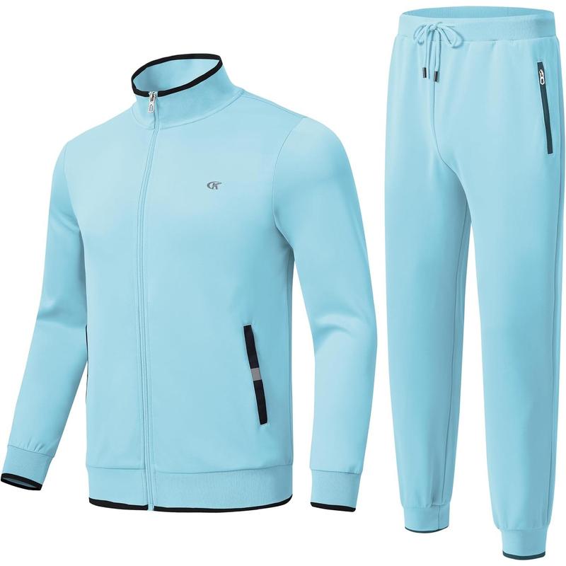 Men's Running Tracksuits Long Sleeve 2 Piece Set Sweatsuits with Zip Pockets