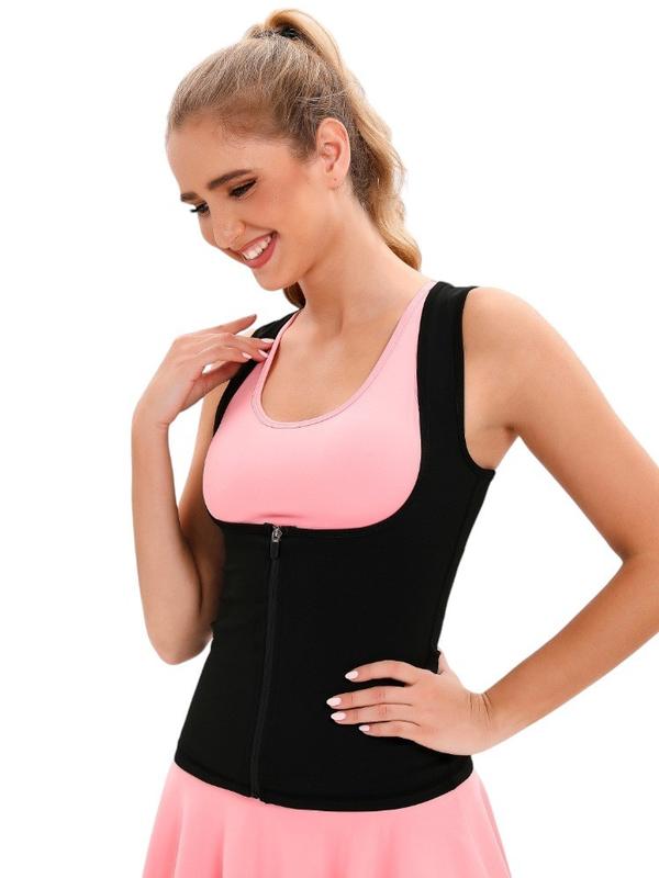 Silver Sauna Waist Trainer Vest Shapewear Sauna Suit for Women, Black Waist Heat Trapping Sweat Enhancing Workout Shirt