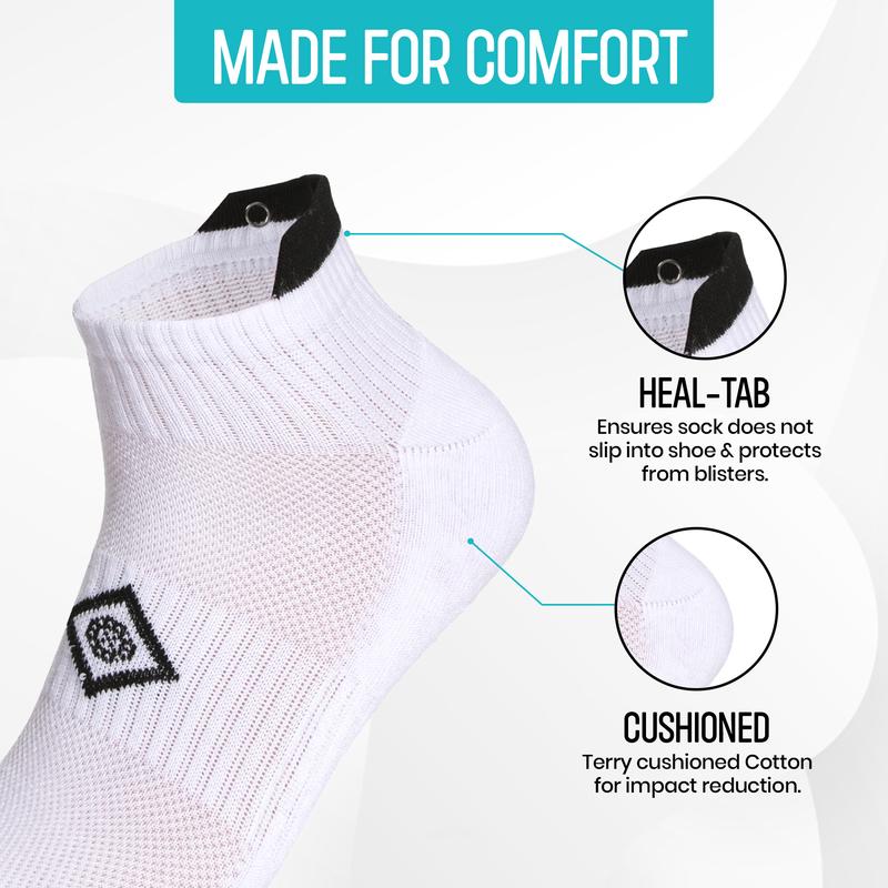 Whipper Snapper Socks Unisex Cushioned Cotton 6 pack with Arch-band Support