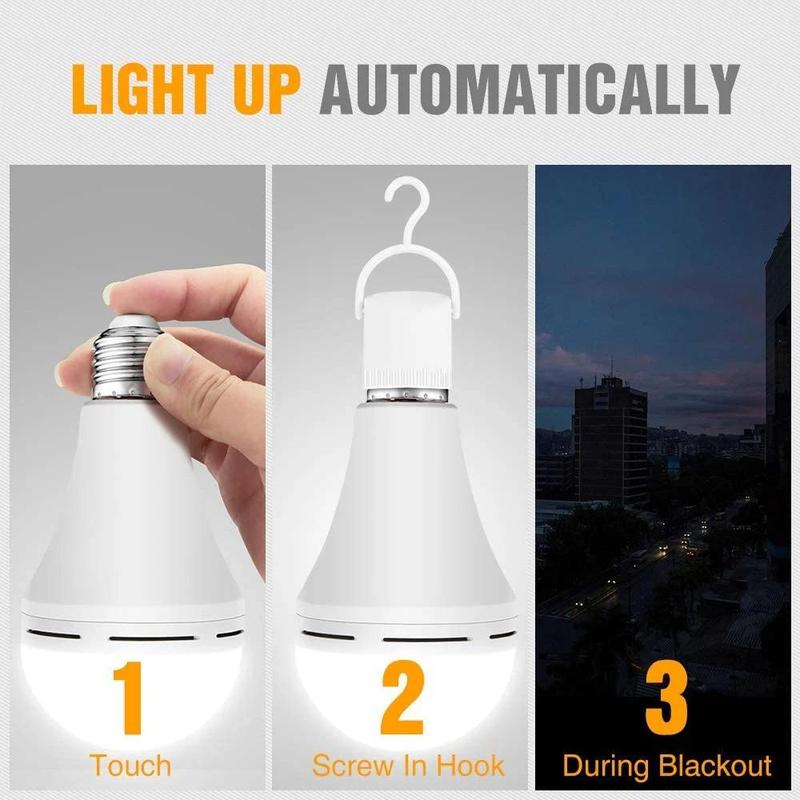 Emergency Lights, Outdoor Camping Lights ,Easy To Carry,4Pcs LED Rechargeable Emergency Light Bulb 60W Equivalent 1200mAh Battery Backup