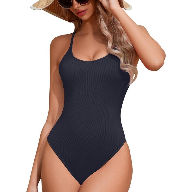 One Piece Bathing Suit for Women Ribbed One Piece Swimsuit Tummy Control 2024 Womens Sexy Swim Suit Swimwear