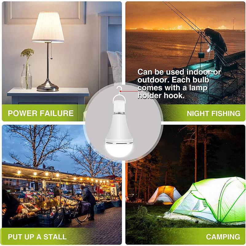 Emergency Lights, Outdoor Camping Lights ,Easy To Carry,4Pcs LED Rechargeable Emergency Light Bulb 60W Equivalent 1200mAh Battery Backup