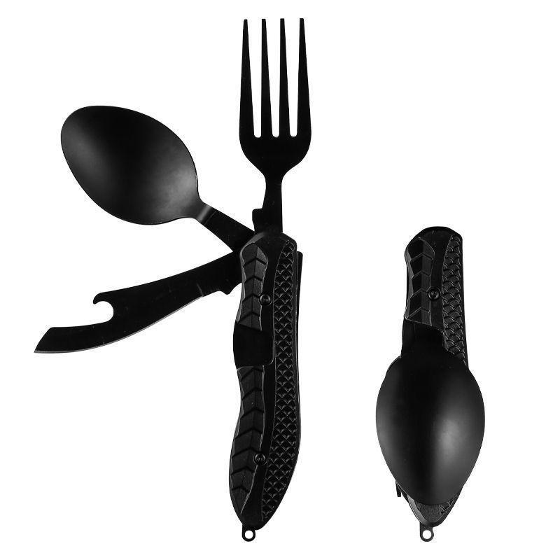 Multifunctional Folding Fork & Spoon Set, Stainless Steel Fork & Spoon, Portable Outdoor Kitchenware for Camping Hiking