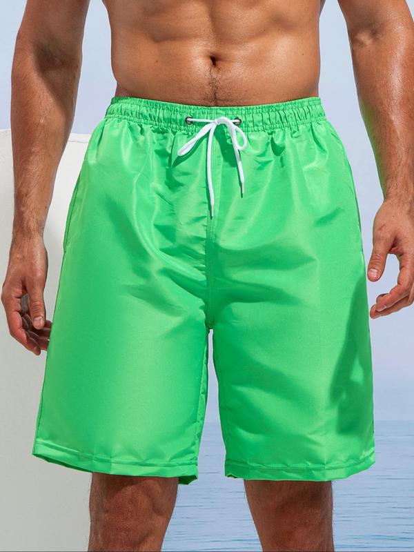 Men Swim Trunks Drawstring Waist Beach Shorts, Regular Fit Casual Pocket Grommet Eyelet Gym Shorts for Men Summer, Fashion Men's Swimwear for Beach Vacation