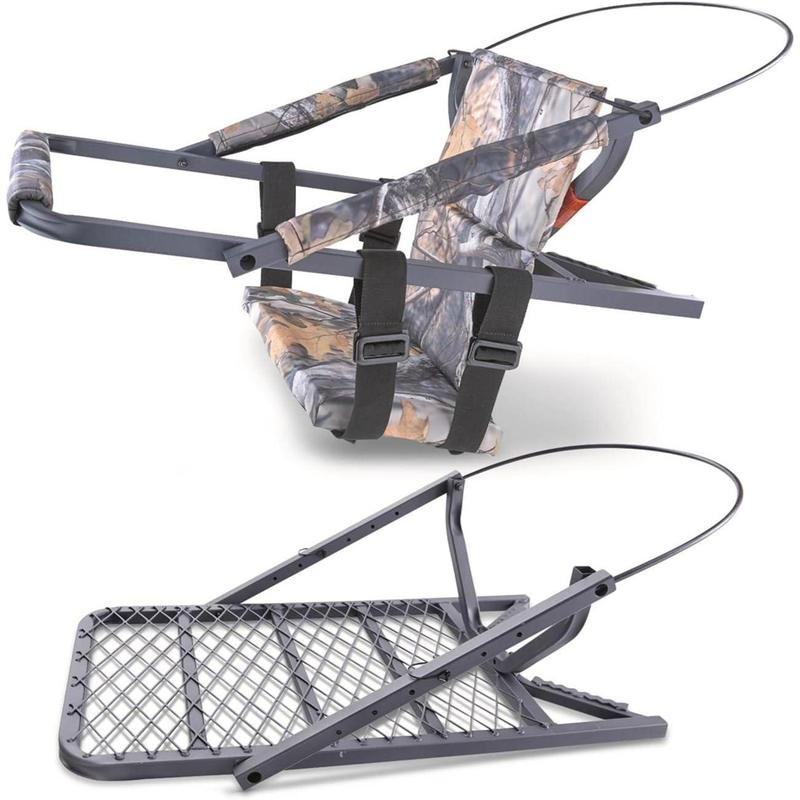 Extreme Deluxe Climbing Tree Stand for Hunting with Seat and Foot Platform, Deer Hunting Accessories