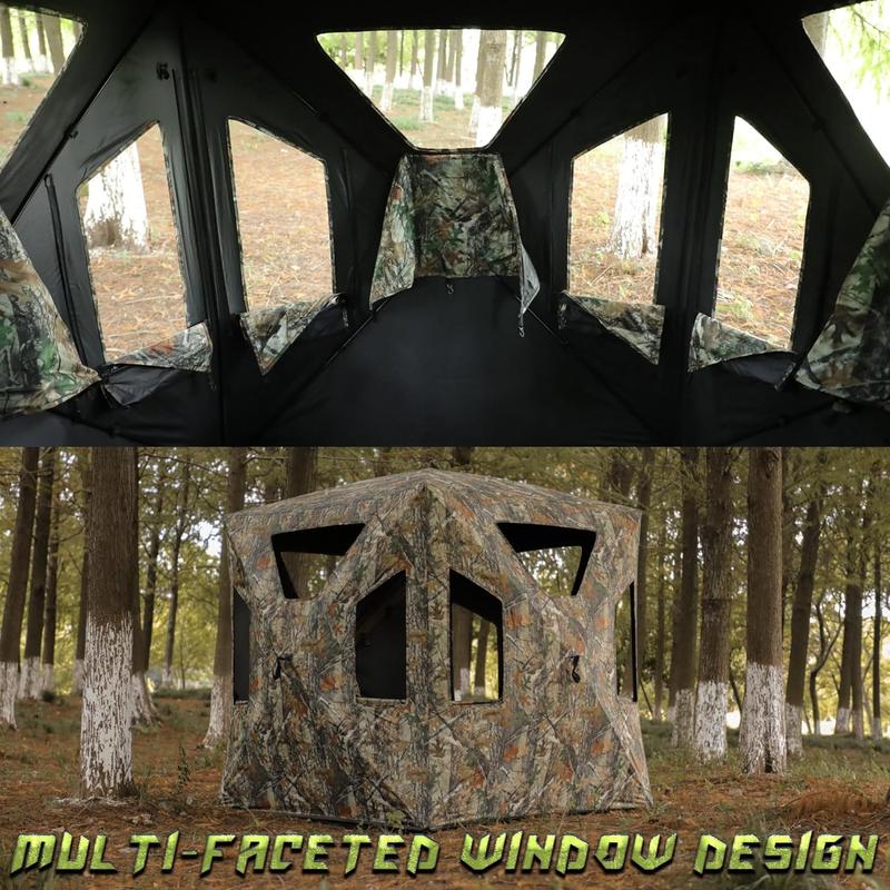 Hunting Blind, 360 See Through Ground Blind, 2-3 Person Pop Up Blind, Portable Durable Hunting Ground Blinds for Deer & Turkey Hunting