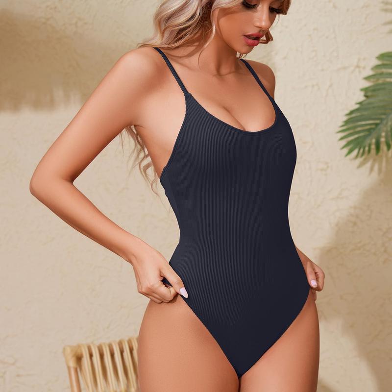 One Piece Bathing Suit for Women Ribbed One Piece Swimsuit Tummy Control 2024 Womens Sexy Swim Suit Swimwear