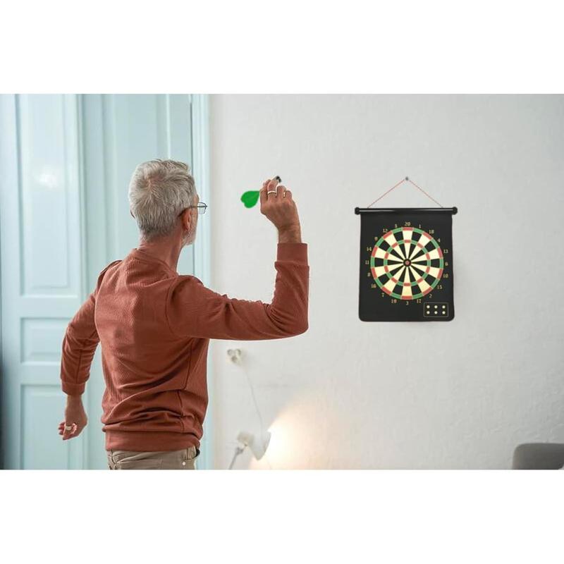 Magnetic Safe Dart Board 15'' for  and Adults - Double-Sided Dartboard with 12 Darts