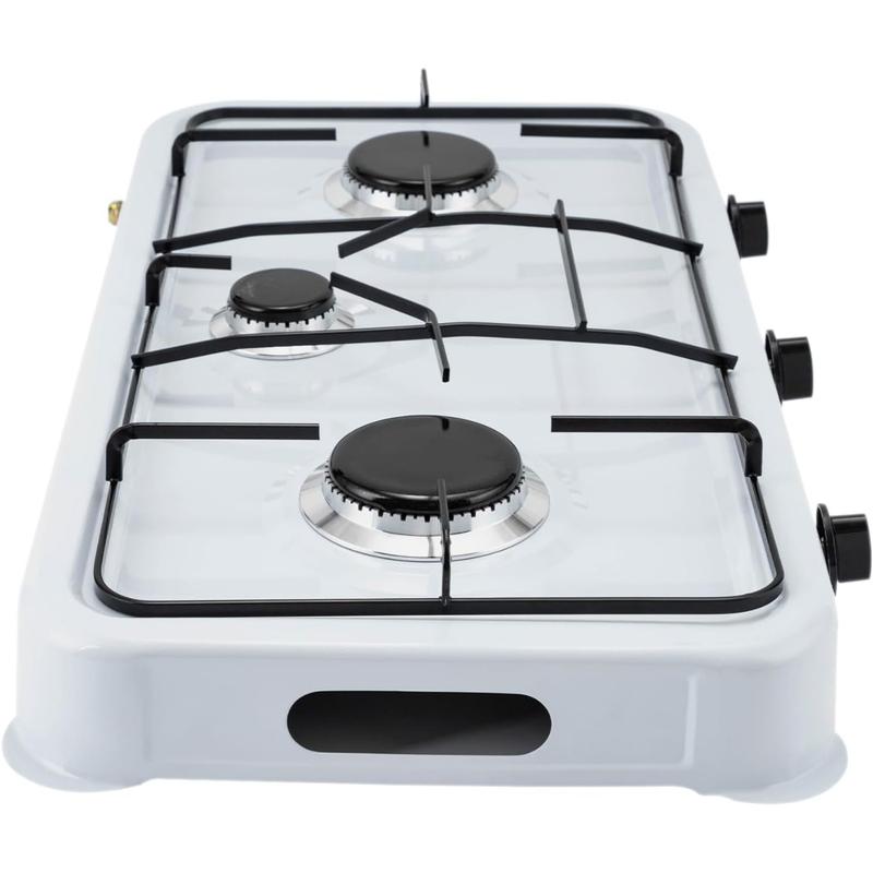 3 Burner Gas Stove Portable Propane Gas Cooktop 24 Inch LPG Camping Cooking Stove Heavy-Duty Gas Burners with Gas Hose for Outdoor Cooking Grilling, RV, Apartment Kitchen