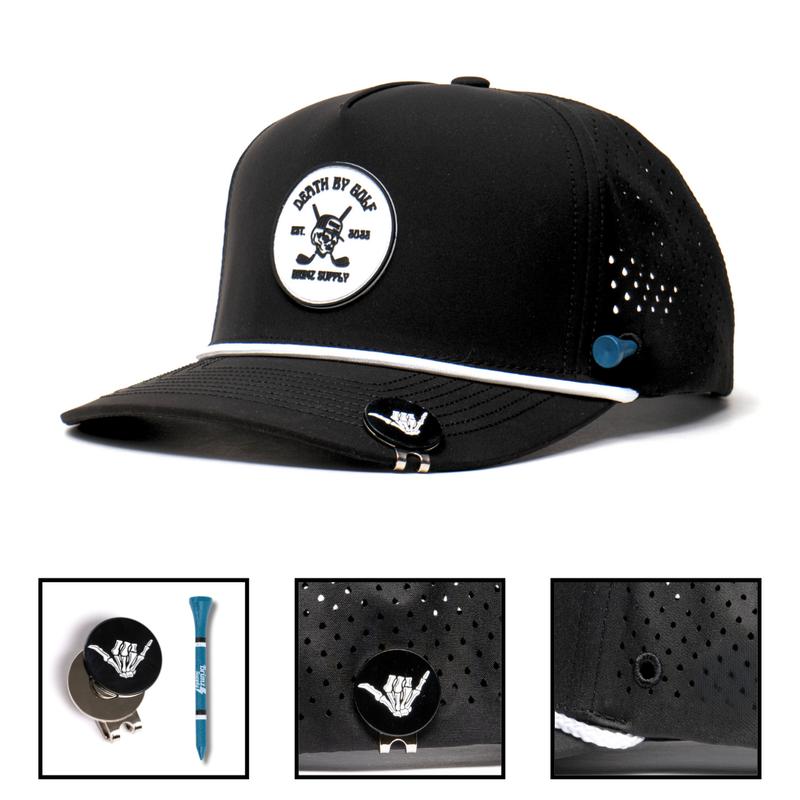 BRIMZ Golf Performance Hat - Tee Holder & Magnetic Ball Marker - Breathable, Sweat & Water Resistant Golfing Snapback Hat