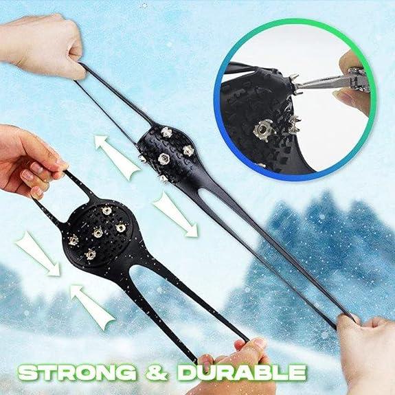 Universal Non-Slip Gripper Spikes, Anti-Skid Snow Ice Shoe Spikes with 5 Tooth Steel Nails, Anti Slip Rubber Gripper Spikes for Hiking Mountaineering Walking