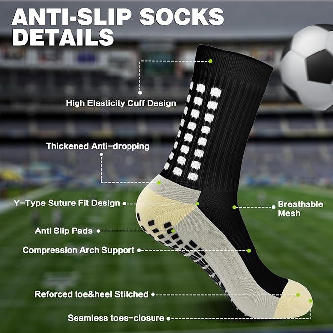 Grip Soccer Socks Anti Slip Non Slip Men's Athletic Socks for Football Basketball Sports