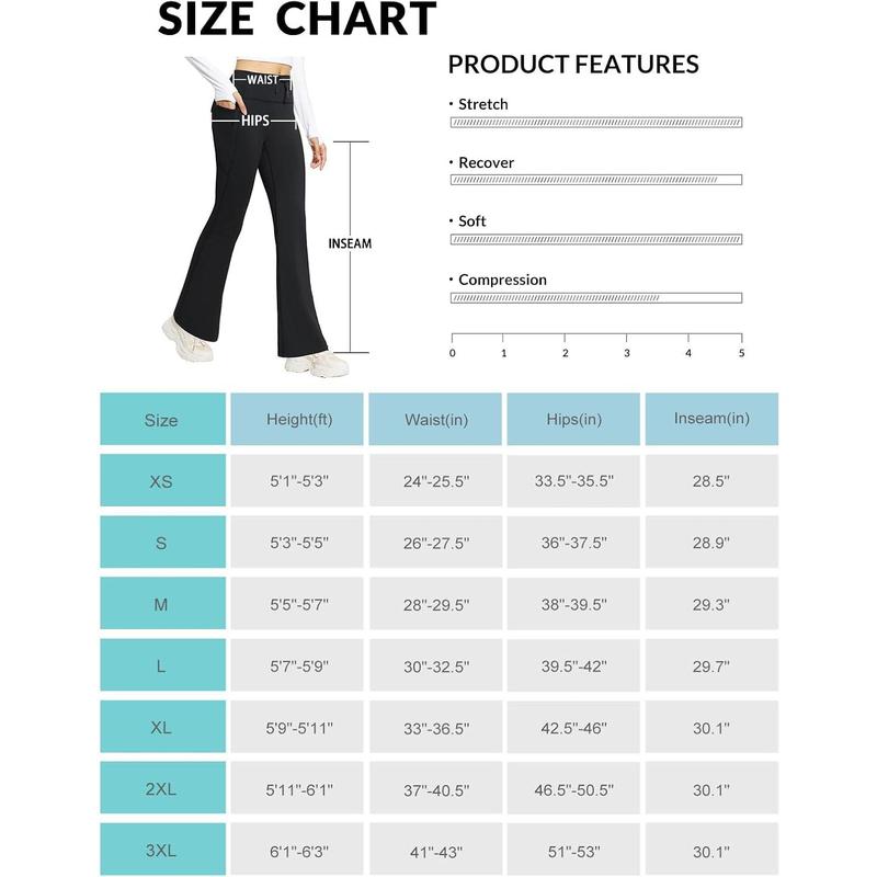 baleaf Women's Fleece Lined Pants Winter Thermal Warm Hiking Yoga Pants with Zipper Pockets Bootcut High Waist Flare Leggings