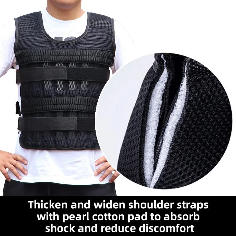 Adjustable Weighted Vest Weight Jacket Oxford Exercise Weight Loading Cloth Strength Training 50kg Max. Load (Empty)