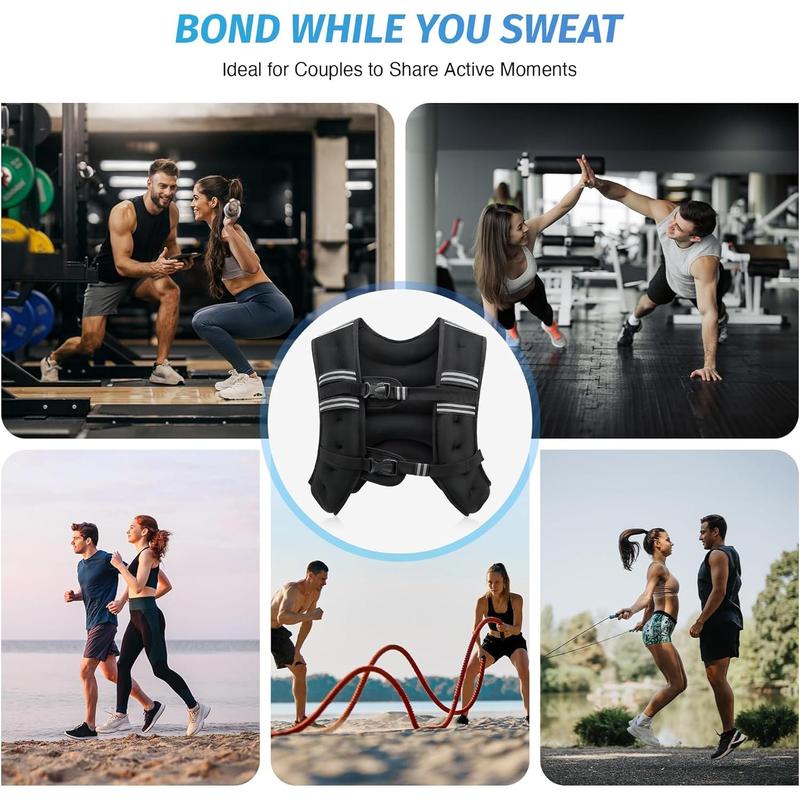 Weighted Vest, 6lb 8lb 12lb 16lb 20lb 25lb 30lb Weight Vest with Reflective Stripe for Workout, Strength Training, Running, Fitness, Muscle Building, Weight Loss, Weightlifting