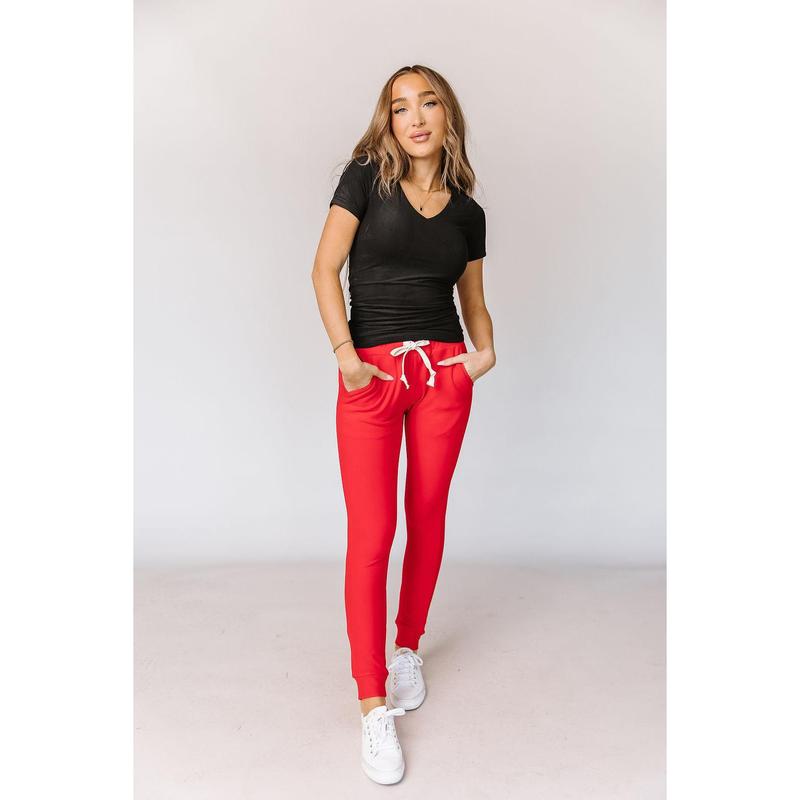 Ampersand Avenue Jogger Performance Fleece - Candy Apple