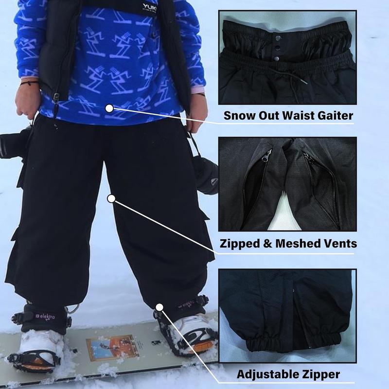 MEMORY OUTDOOR Professional Baggy Ski Pants for Men & Women, Waterproof Snowboarding Cargo Pants with Durable Insulation, Abrasion-Resistant & Dirtproof Design, Loose-Fit Style for Athletes