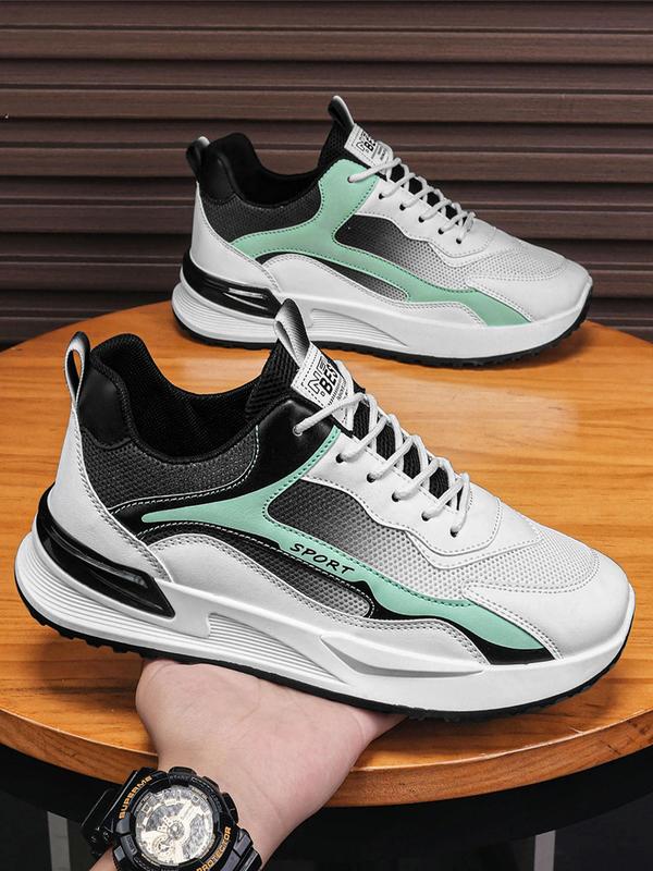 Men's Colorblock Lace Up Running Shoes, Men's  Walking Shoes , Sporty Breathable Comfortable Sneakers for Back To School, Men's Back To School Sports Gym Shoes for Daily Footwear