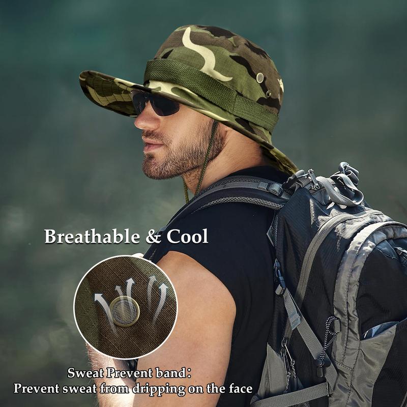 Men's Outdoor Camo Fisherman Hat: Adjustable Breathable Wide Brim for Mountaineering, Fishing, & Hiking!