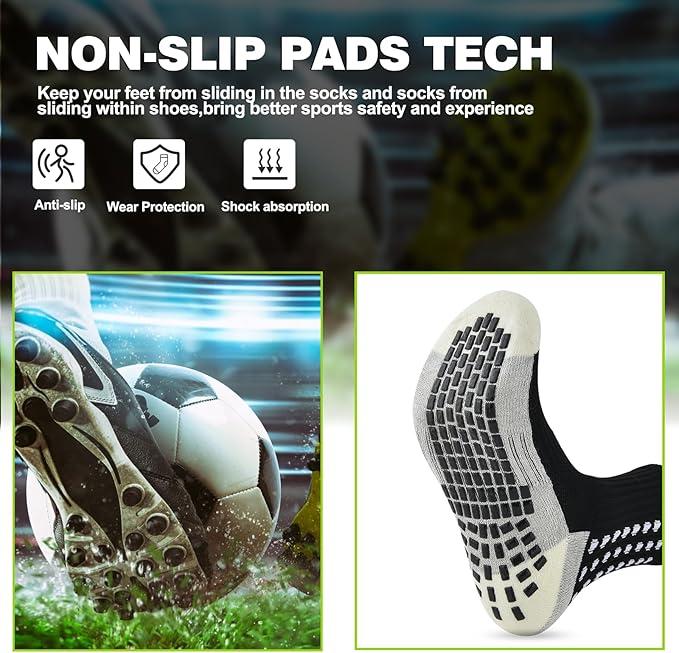 Grip Soccer Socks Anti Slip Non Slip Men's Athletic Socks for Football Basketball Sports