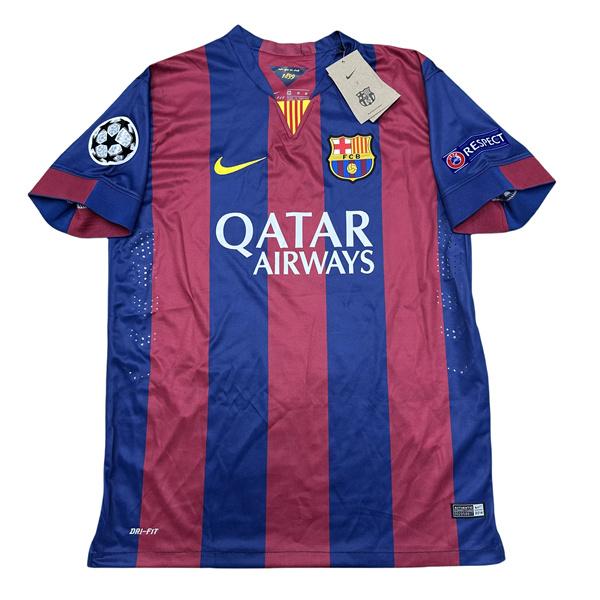 NIKE 1415 Season FCB Home Champions League Final Short Sleeve Top Neymar Jr. No.11 Retro Soccer Jerseys Quick Drying