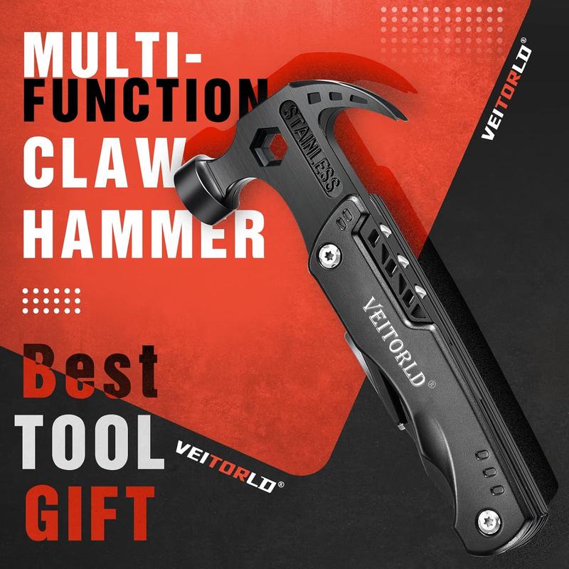 VEITORLD Christmas Stocking Stuffers for Men, Gifts for Men Dad Him, Anniversary Birthday Gifts Idea for Men Him Husband Boyfriend, All in One Tools Hammer Multitool, Camping Hunting Hiking Presents